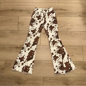Girls cowgirl bell bottom pants cow print rodeo western